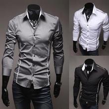 Fashion Men’s Luxury Long Sleeve Casual Slim Fit Stylish Dress Shirts 3 colors