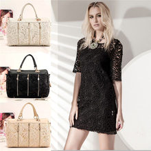 2015 Brand Design Fashion Messenger Bag Tote Shoulder Bag Vintage Women PU Leather Lace Popular Handbag