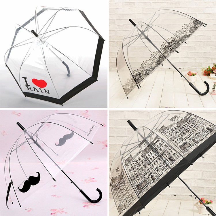 Горячие продажи длинной ручкой прозрачный зонтик творческий полуавтоматическая солнечный и дождливый зонтик женщин девушки на открытом воздухе инструменты