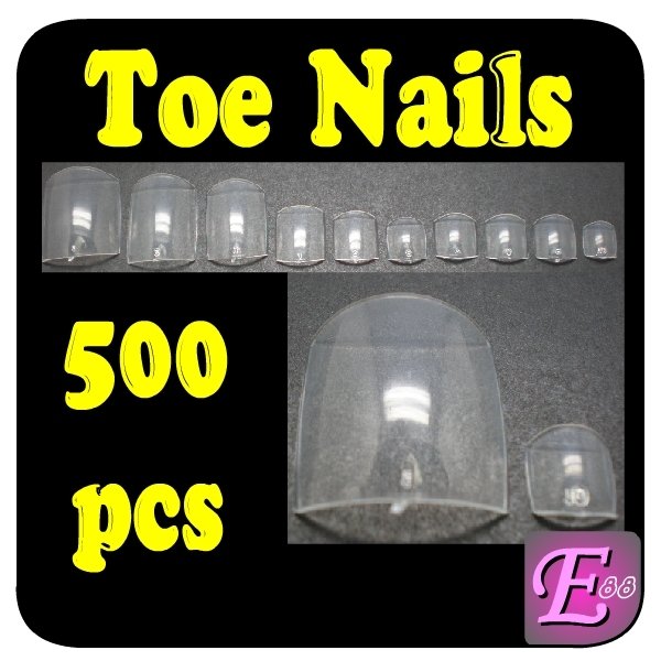 500pcs Size 0-9 Clear French Acrylic UV Gel Fake False Nail Art  Toe Tips Free Shipping Wholesale
