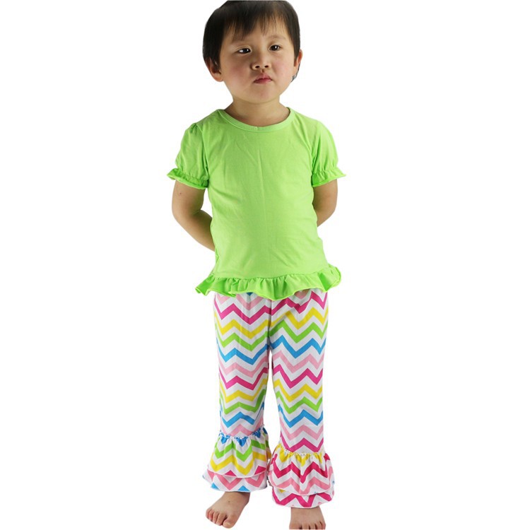 Hot sale Girls Chevron Ruffle Pants Baby Leggings baby trousers wholelsales