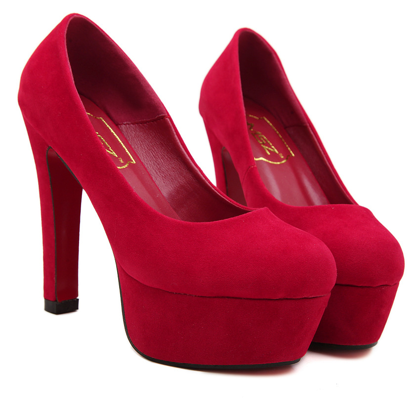 2015 summer new Europe suede OL heels chunky high heeled waterproof sexy club essential women shoe