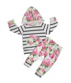EMS DHL Free shipping 2017 New Arrival Cotton Spring Autumn Set New Girl Flower Striped Flower