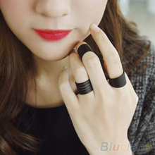 3Pcs New Fashion Ring Set Black Stack Plain Above Knuckle Ring Band Midi Rings 1OS2