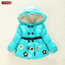 Brand Carters frozen kids Baby girls children winter outwear with a hood cotton-padded jackets flower coats chilren clothing