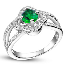Korean Women Ring Ruby 925 Sterling Silver Jewelry Green Stone Rings Anillos Mujer Created Diamond Aneis