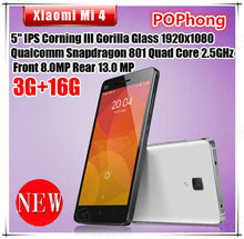 Xiaomi Mi4 M4 Mobile Phone 5”1920*1080 Quad Core Qualcomm Snapdragon 2.5GHz 3GB RAM Camera 8MP+13MP