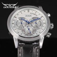 Jag6041m3s3 new Jargar hombres automáticos del reloj fábrica negro genuino correa de cuero de plata envío gratis del color con caja de regalo