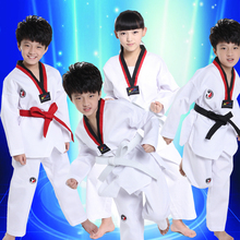 20pcs lot Free Shipping Long Sleeves White Kids Taekwondo Suit Children Boys Girls Stage Performance Dress