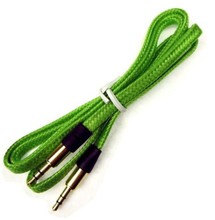100pcs/lot Mix colour Nice Flat 3.5mm Jack Male to Male Stereo Audio AUX Auxiliary Woven Flat Cable Cord