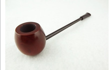 1 PC 14.5cm Wooden Pipe Smoking Tobacco Pipes Mini Smoke Tube Cigarettes for Wood Pipe Free shipping Red Black men Snuff Cigar