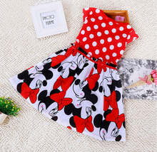 Pretty New Summer Baby Girls Cartoon Minnie Mouse Dress Polka Dots Party Princess Dress Kids Red
