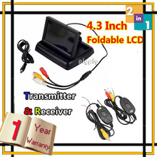 4.3 » складной цветной TFT LCD автомобиля обратный монитор заднего вида для DVD DC 12 В + 2.4 г беспроводной передатчик и приемник для автомобиля камера