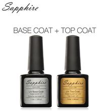 Sapphire Diamond Nail Gel  (Choose 2 )Top Coat + Base Coat Foundation for UV Gel Polish Best UV Gel 7.5ml