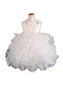 BABY WOW Baby Clothes 1 Years Birthday White Ivory Christening Dress Baby infant Princess Flower Dress