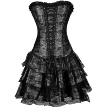 2016 Popular Design Sexy Europe Court three Pieces Corset Dress Gothic Lace Steampunk Bustier Plus Size