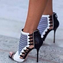 ZKshoes Free shipping 2015 new summer women sandals high heel shoes fashion black cut-out big size us size 4–13