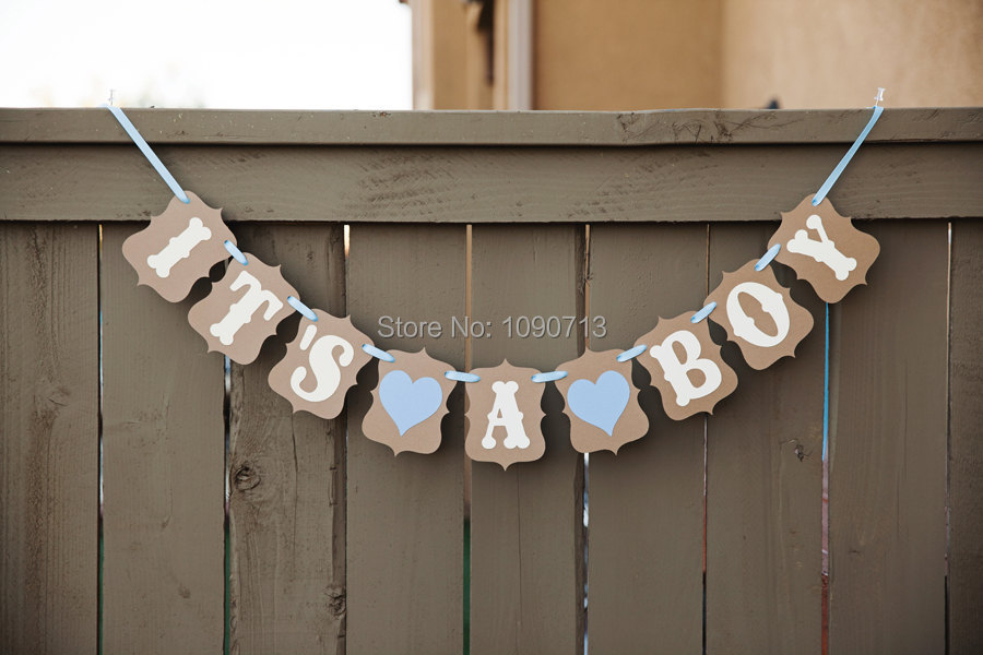 Free Shipping 1 Set New Handmade ITS A BOY Baby Shower Bunting Banner Photo Booth Props Birthday Party Decoration Prop