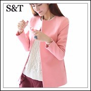 Chaquetas-Mujer-New-Spring-Autumn-Women-Long-Sleeve-Coats-Cute-Slim-Solid-Pink-White-Casual-Jacket
