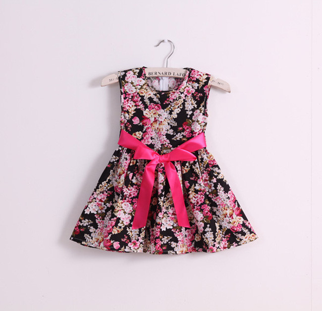 cute cotton print girl summer dress baby girls princess dresses vestidos kids dress QZ141204