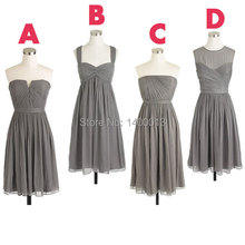 Inexpensive Different Styles Junior Cute Chiffon Mismatch Grey Gray Short Bridesmaid Dresses 2015 For Party Dresses