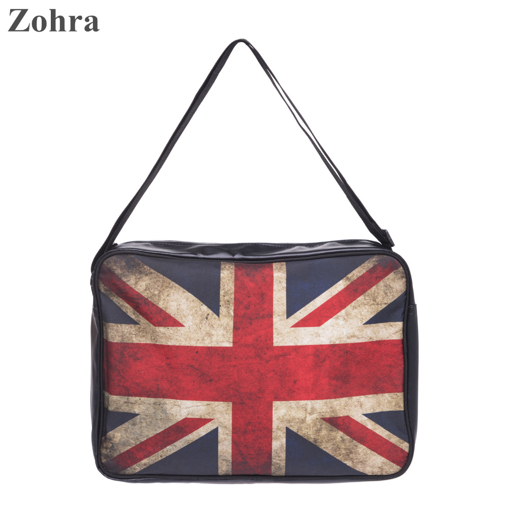 Zohra Union Jack 3D printing travel women messenger bags man leather handbags bolsas feminina desigual bolsos hand crossbody bag