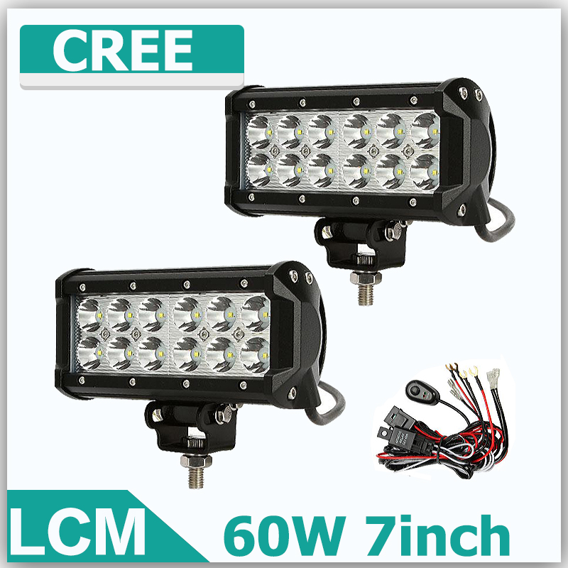 60W 7Inch Reflective Cup CREE Straight LED Light Bar OffRoad Work Lights Driving Lamp 12v 24v Truck Boat ATV SUV LED Bar. [LCM]