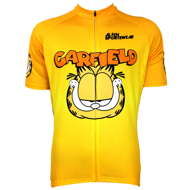 AlienSportsWear Classic Style Cartoon Garfield Yellow Mens Cycling
