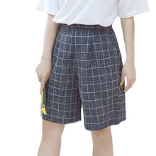 Midi Pants Women Wide Leg Casual Summer Sport Plaid Pants Female Casual Loose Plus Size Trousers Beach Pants Capris 2016 A317