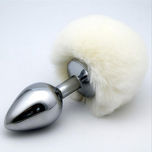 Small Size Butt Plug with Rabbit Tail Anal Plug Sex Toys for Women Metal Beads Anal