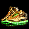 Brand Light Up Shoes For Men And Women Adults Lovers Luminous High heeled LED Gold Silver