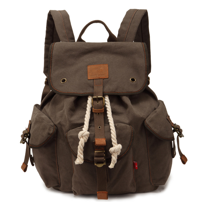 Vintage Brand Crazy Horse Unisex Canvas Backpacks Sport Casual Travel Hiking Camping 30L Capacity Antique Men Women Backpack
