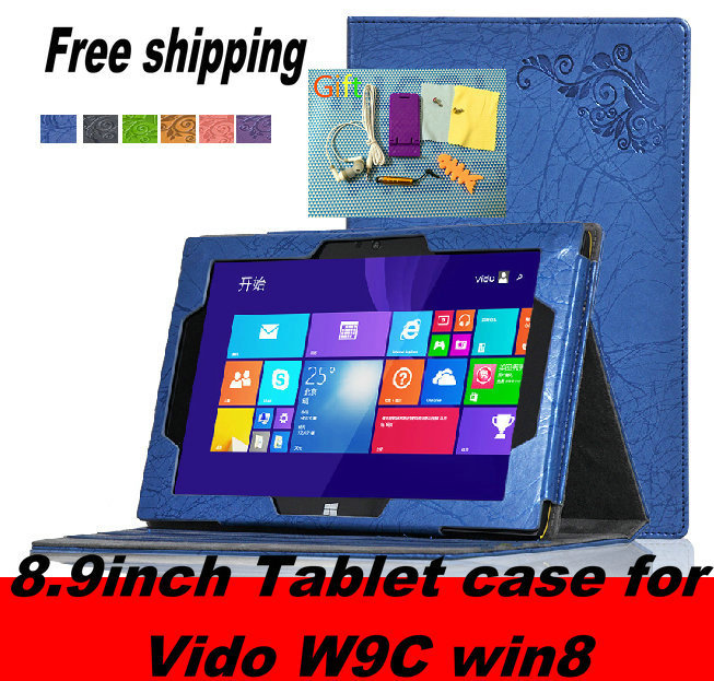 Hot fashion Print Leather PU 8 9inch Tablet cover case for Vido window W9C win8 Screen