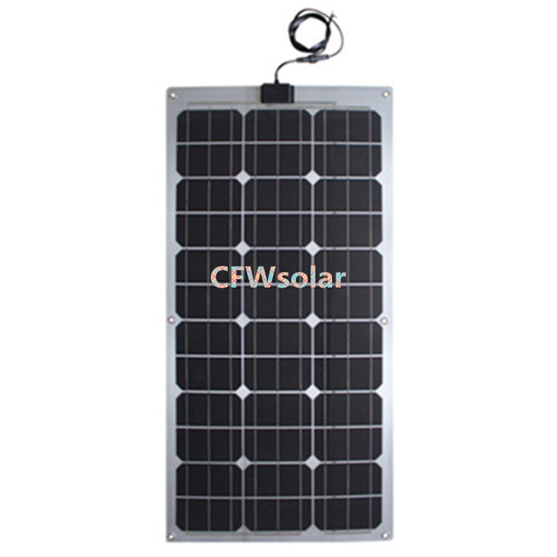 semi flexible solar panel 50W from china with aluminum plate, rechargeable batteries, solar cells charging for 12V battery.