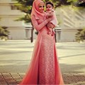 2016 Abaya Dubai Kaftan Muslim Arabic Evening Dresses With Hijab Long Sleeves Lace Chiffon Maxi Plus