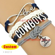 (10 Pieces/Lot) Infinity Love NFL Dallas Cowboys Football Team Bracelet Navy Silver White Custom Sports Team Drop Shipping