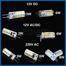 5PCS/lot LED G4 corn bulb SMD3014 12V DC 3W/6W 12V AC/DC 3W/6W 220V DC 3W/6W/8W cold/warm white LED bulb lamp LED spotlight