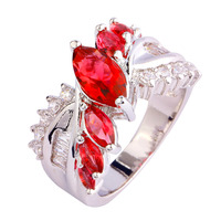New Bright Red Ruby Spinel & White Topaz 925 Silver Ring Size 6 7 8 9 10 Wholesale Free Shipping For Women Jewelry Christmas