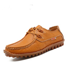 New 2016 Genuine Leather Men Casual Shoes Lace Up Blue Fashion Men Casual Shoes Men Flats zapatos hombre