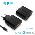 CRDC Wall Charger EU US Plug USB Charger Quick Charge 3 0 Mini Auto Travel Charging