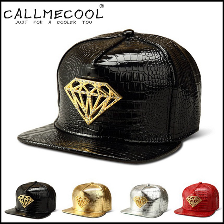 2016 Fashion Top Luxury Brand Diamond Baseball Hats Caps Faux Leather