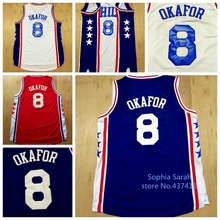 Jahlil Okafor Jersey,2015-2016 Season Philadelphia #8 Jahlil Okafor Basketball Jersey,White Red Blue Color,2015 Draft Pick
