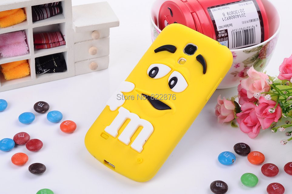Red 3D M&M Chocolate Candy Rainbow Bean Silicone Back Case for Samsung Galaxy S4 IV mini i9190 Free Shipping + Drop Shipping