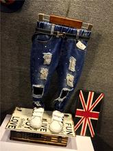(2-7Y) Boys Jeans 2016 Spring New Fashion Boys Jeans Korean Version Of The Dot Kids Ripped Jeans For Boys