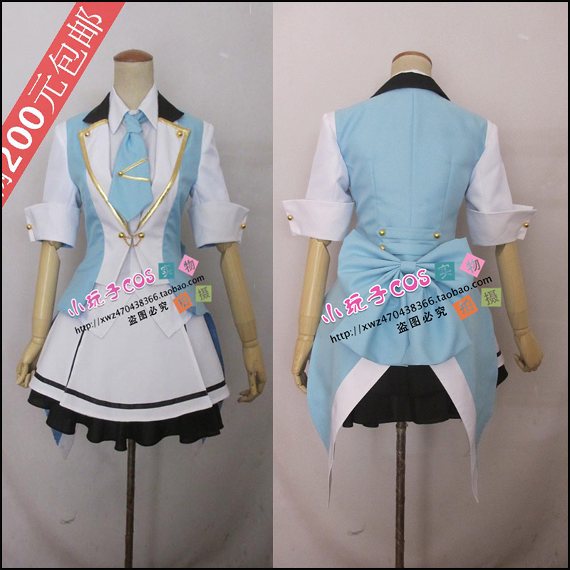 Free Shipping AKB0048 Oshima Yuko Cosplay Costumes Blue and White Lolita Dress Christmas Halloween Party Suit Uniform