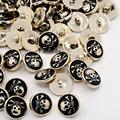 Black CCB Acrylic Enamel 1 Hole Flat Round with Pirate Style Skull Sewing Shank Buttons 18x10mm