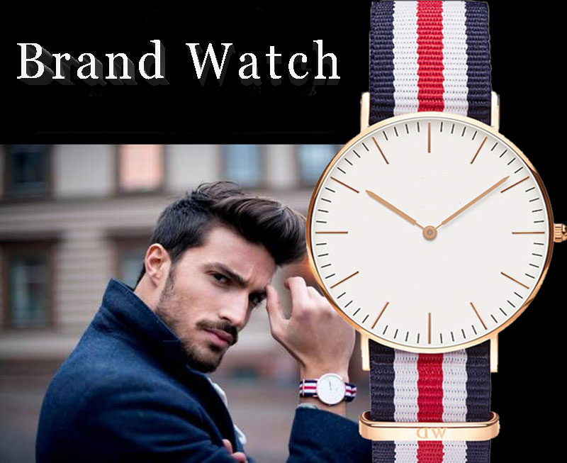 2015 Newest Brand Watch Women Men Nylon Strap Military Quartz Wristwatch Clock hombre 40mm