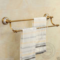 Antique Brass 24 Inch Double Towel Bar Wall Mounted Bathroom Dual Rod Towel Rack