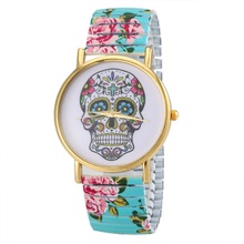 1pcs New Geneva brand Women dress watches Silicone Printed Flower Causal Quartz watch free shipping