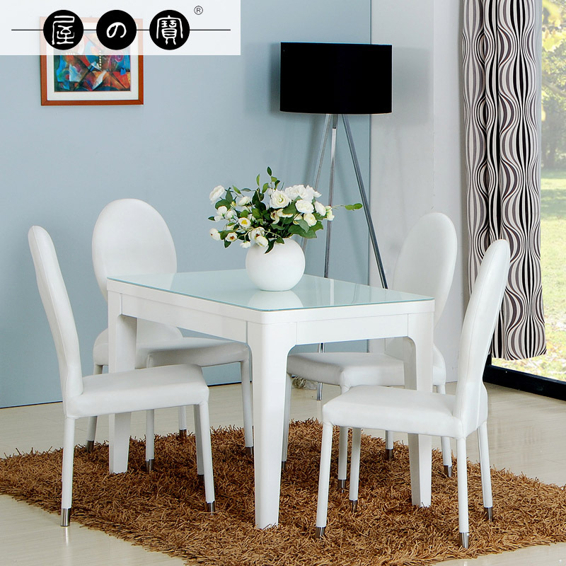 Treasure house white small apartment Ikea dining table for four